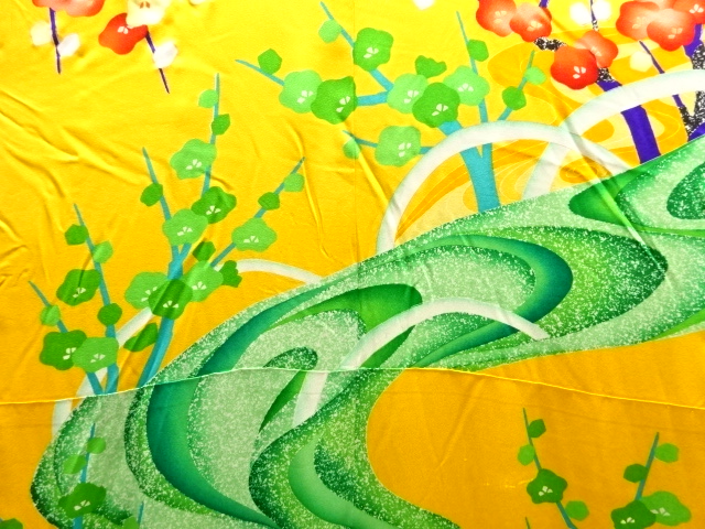  枝梅模様刺繍花嫁衣装掛下(比翼付き)